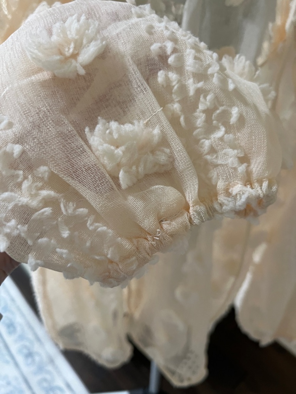 NWT Calypso St. Barth Sheer Pom-Pom Peasant Top - Pale Pink - Picture 5 of 9
